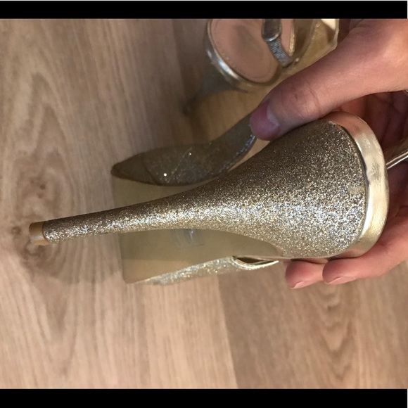 Gold glitter platform sandals slingback - Picture 6 of 7